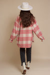 Plaid button front shacket, in pink rose. Image 7