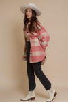 Plaid button front shacket, in pink rose. Image 9