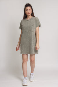 Oversized Pocket tee shirt dress, in vintage olive. Image 12