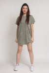 Oversized Pocket tee shirt dress, in vintage olive. Image 4