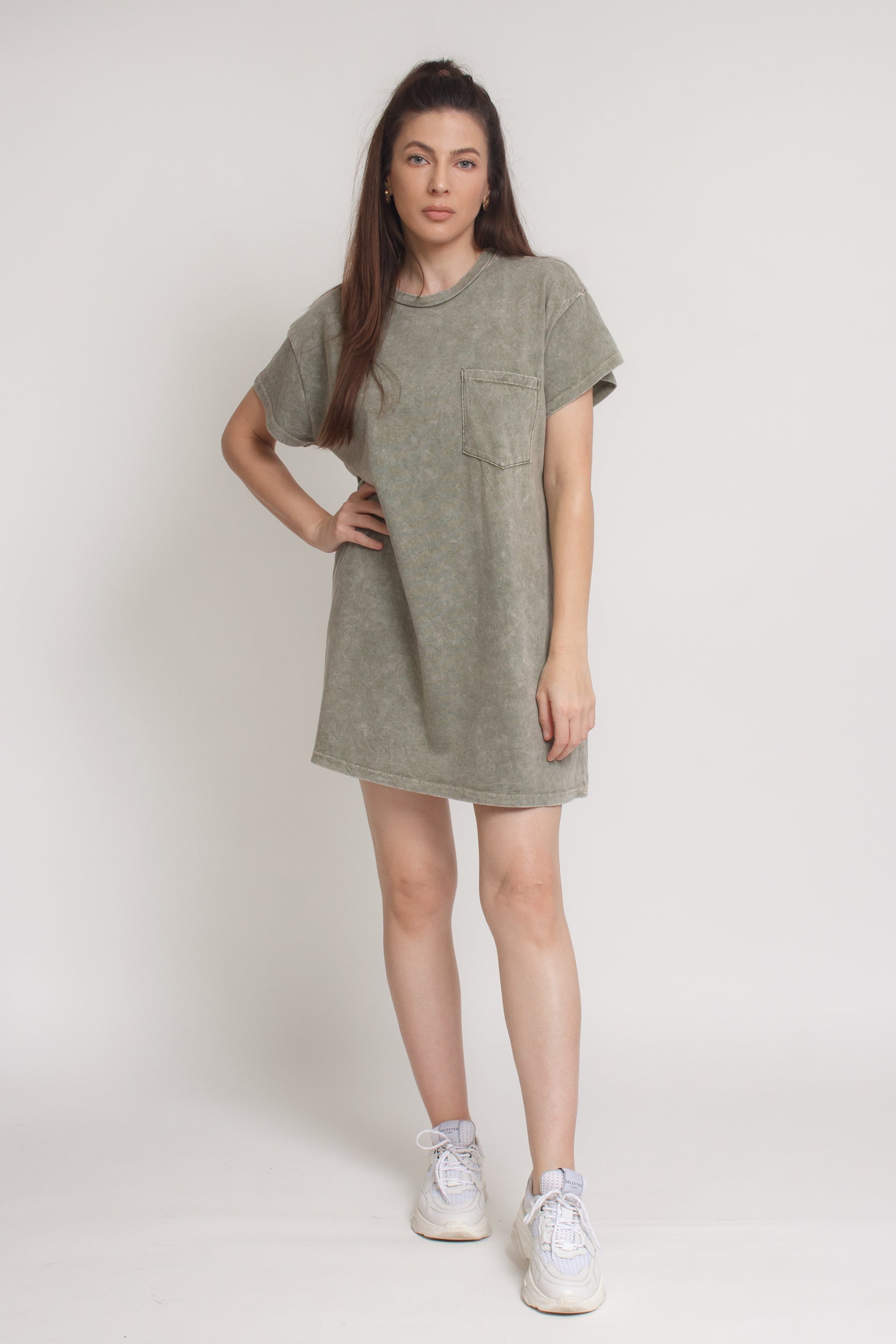 olive green t shirt dress The Classic Pocket Tee Shirt Dress large