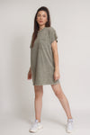 Oversized Pocket tee shirt dress, in vintage olive. Image 8