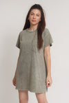 Oversized Pocket tee shirt dress, in vintage olive. Image 9