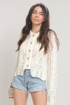 Pointelle knit cardigan, in Off White.