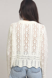 Pointelle knit cardigan, in Off White. Image 7