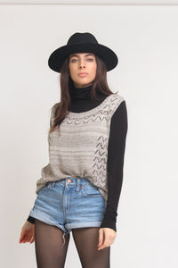Pointelle knit sweater vest, in Taupe.