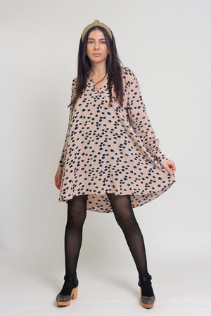 Polka dot shirt dress, in almond mix. Image 12