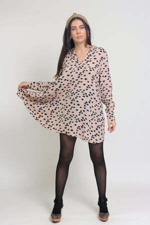 Polka dot shirt dress, in almond mix. Image 2