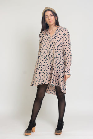Polka dot shirt dress, in almond mix. Image 3