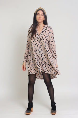 Polka dot shirt dress, in almond mix. Image 8