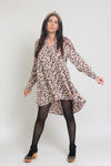 Polka dot shirt dress, in almond mix.