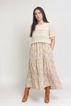 Jacquard sweater top with puff sleeves, in natural. Image 