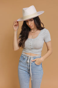 Olive & Pique// Felt rancher hat with band, in Ivory. Image 3