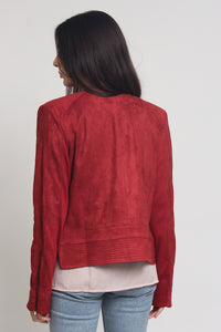 Faux suede jacket, in rust. Image 4