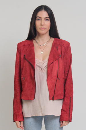 Faux suede jacket, in rust. 