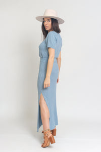 Knit midi skirt set, in Pearl Blue. Image 4