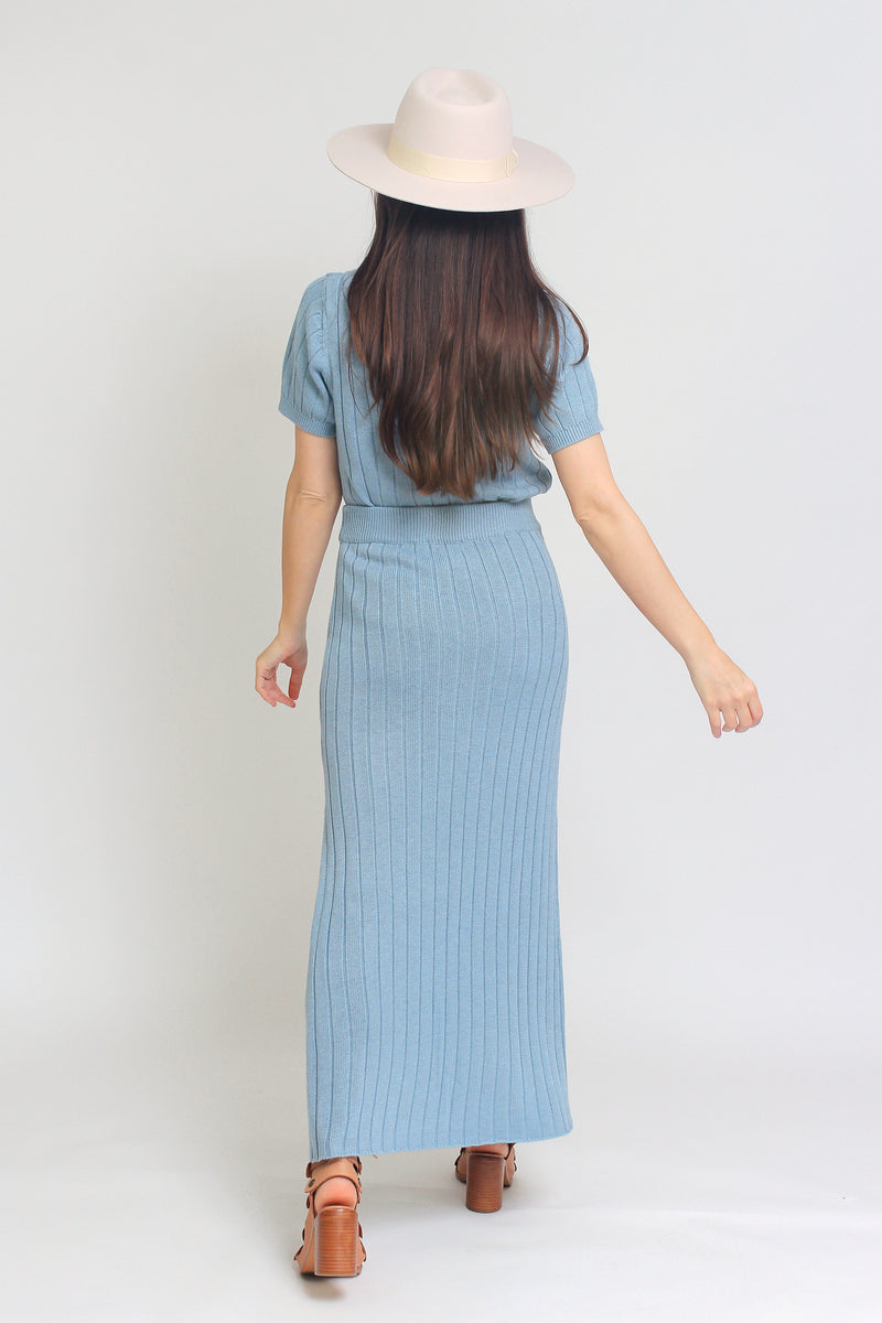 Knit midi skirt set, in Pearl Blue. Image 8