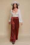 Satin wide leg pant, in marron glace. Image 14