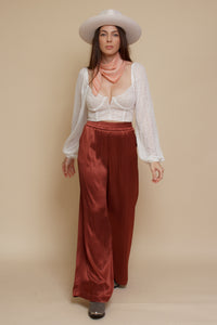 Satin wide leg pant, in marron glace. Image 14