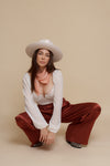 Satin wide leg pant, in marron glace. Image 5