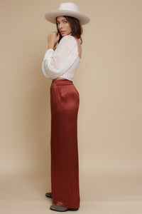 Satin wide leg pant, in marron glace. Image 7