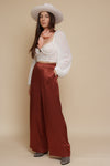 Satin wide leg pant, in marron glace. Image 8