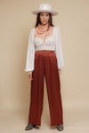 Satin wide leg pant, in marron glace.
