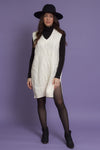 Cable knit sweater dress with velvet ties, in ivory. Image 10