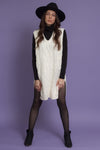 Cable knit sweater dress with velvet ties, in ivory. Image 13