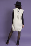 Cable knit sweater dress with velvet ties, in ivory. Image 5