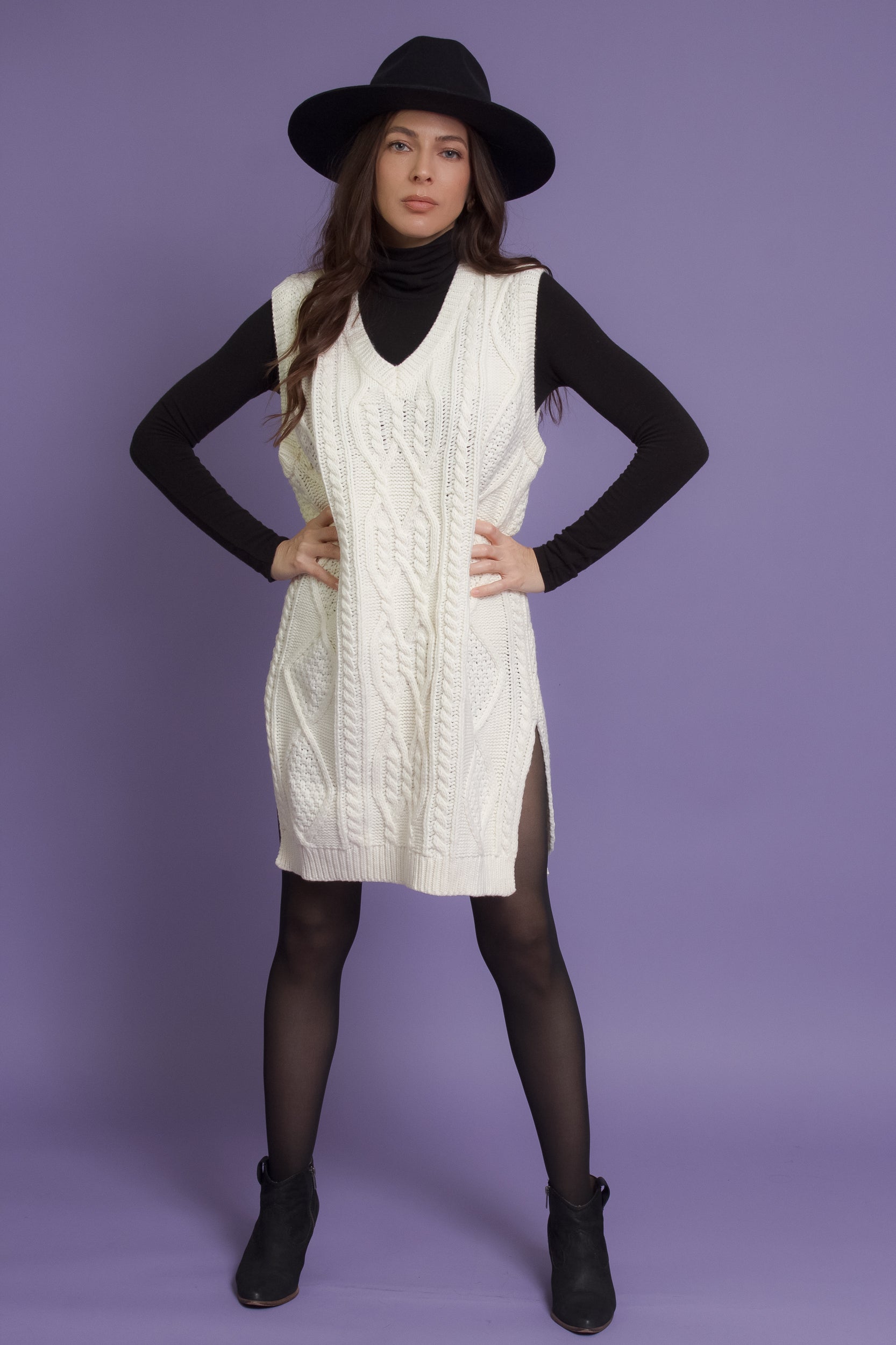 Sweater Dresses Be Wear Knitwear Mocha Chunky Cable Knit Jumper