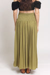 Smocked waist maxi skirt with drawstring tie, in Matcha. Image 11