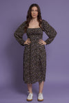 Floral square neck midi dress, in black floral. Image 11
