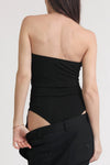 Strapless bodysuit with wire shaping, in black. Image 4