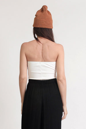 Strapless bodysuit with wire shaping, in ivory. Image 4