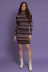 Fitted ribbed turtleneck dress, in mauve. Image 11