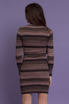 Fitted ribbed turtleneck dress, in mauve. Image 3