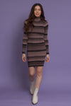 Fitted ribbed turtleneck dress, in mauve. Image 8