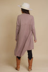 Long button down sweater cardigan, in mauve. Image 7