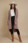 Long button down sweater cardigan, in mauve.