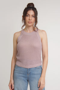Sweater knit tank top, in mauve. Image 12