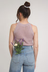 Sweater knit tank top, in mauve. Image 6
