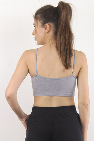 Strappy bralette with sweetheart bustline, in Heather Grey. Image 3