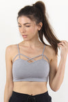 Strappy bralette with sweetheart bustline, in Heather Grey.