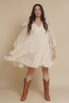 Swiss dot babydoll mini dress, in natural. Image 10