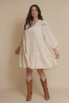 Swiss dot babydoll mini dress, in natural. Image 20