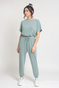 Terry cloth jogger jumpsuit, in Iceberg Green. Image 4