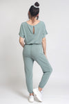 Terry cloth jogger jumpsuit, in Iceberg Green.