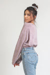 Marble tie dye cropped sweatshirt with elastic waist, in Vintage Rose. Image 3