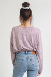 Marble tie dye cropped sweatshirt with elastic waist, in Vintage Rose. Image 4